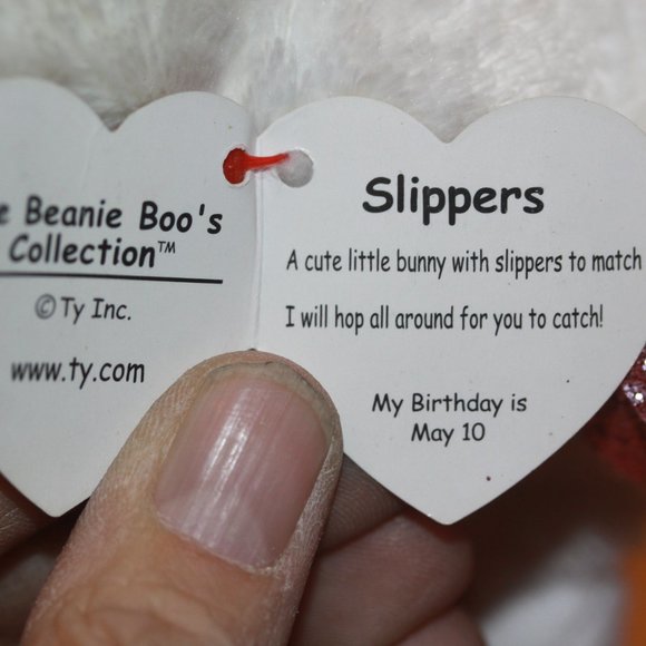NEW Ty Beanie Boos SLIPPERS the Easter White Bunny Rabbit (6 Inch) - Picture 3 of 3